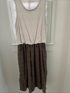 Prana Two-Tone Maxi Dress in Cream and Brown
